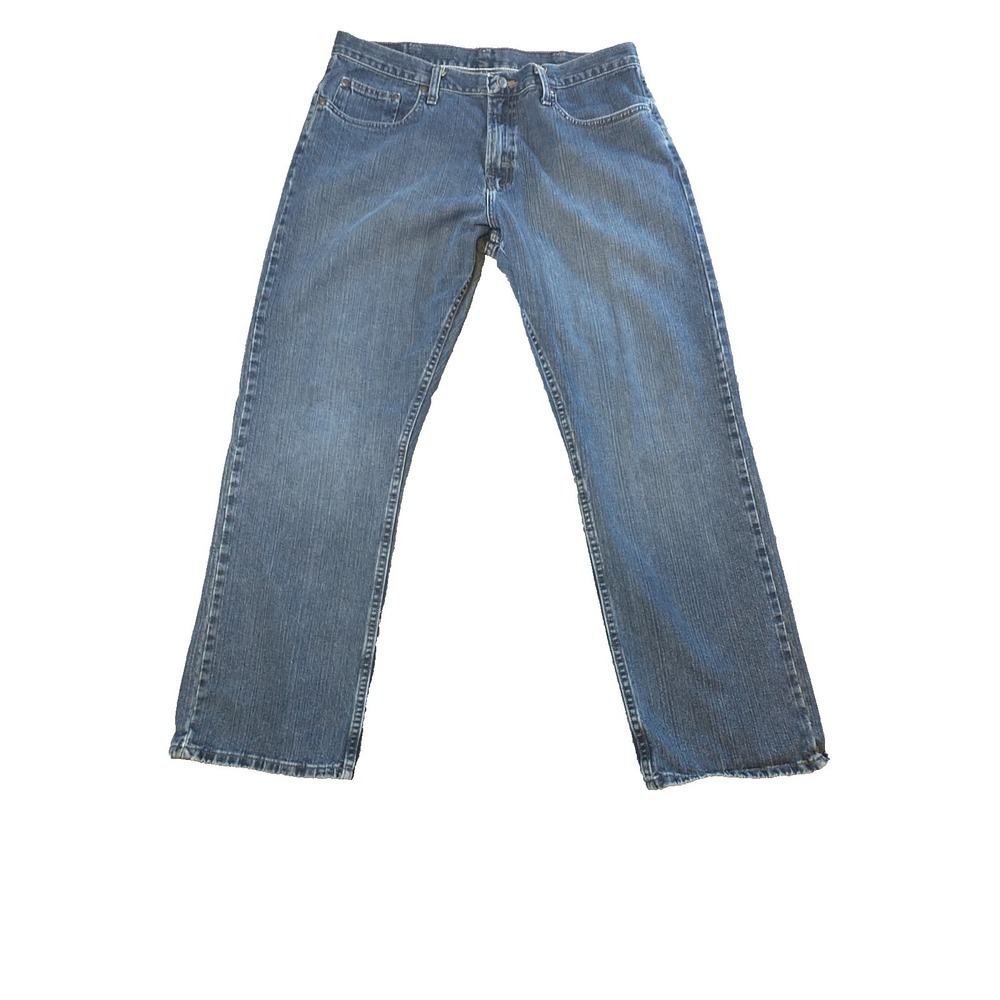 Wrangler Premium Denim Mens 36x30 Medium Wash Straight Leg Jeans 97LRWBI Blue